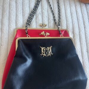 Moschino Black and Red Shoulder Bag with Gold Accents